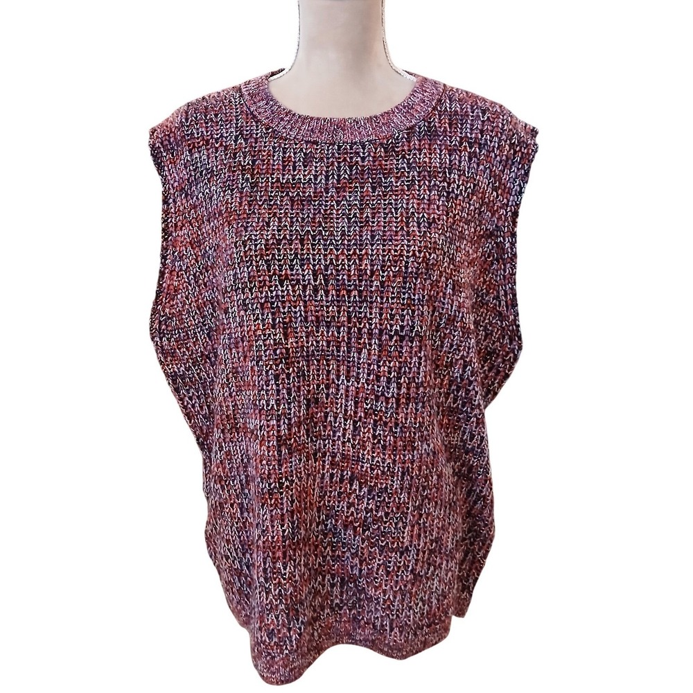 Womens Multicolor Knit Sleeveless Sweater Vest Top Size 16 XL Colorful